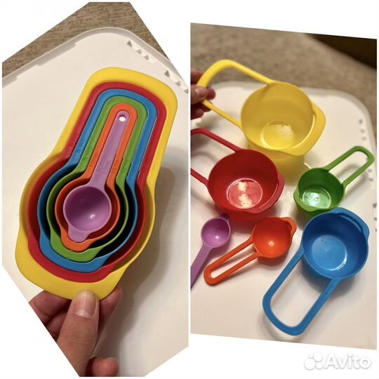 Мерные ложки 6 штук яркие, плотный пластик
