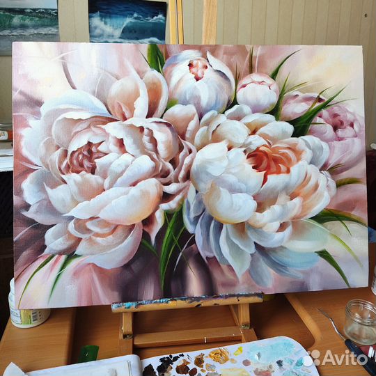 Картина маслом Пионы, 50*70