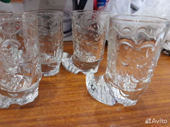 Новый хрустальный набор стопок сапожки СССР