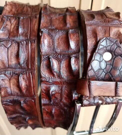 Ремень из натуральной кожи крокодила ручной работы