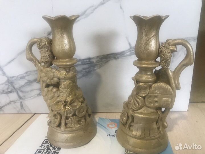 Подсвечники - под бронзу, цена за 2 шт