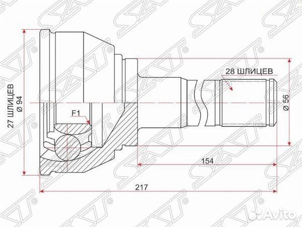 Шрус наружный mitsubishi pajero L04#/L14# 82-91/pajero 6G74 V25/45 93-96/pajero
