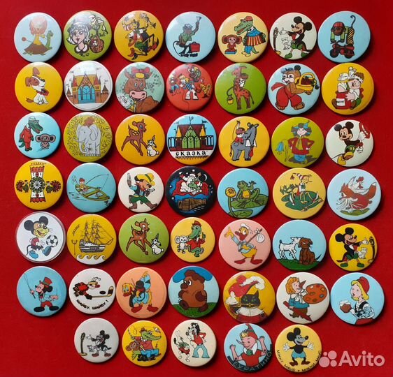 Набор детских значков. Пластик. Герои сказок