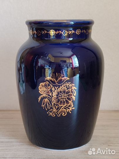 Ваза. лфз. Кобальт. Позолота. Высота - 15 см