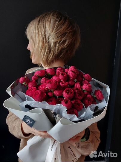 Розы кустовые пионовидные цветы букеты