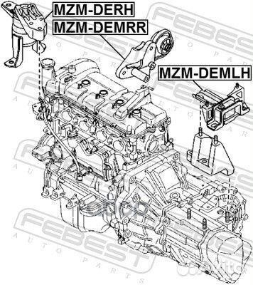 Подушка двигателя мт зад прав лев Febest
