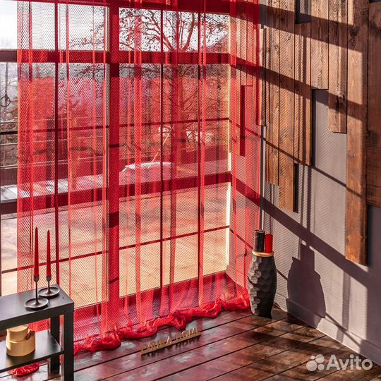 Тюль кружевной жаккард Авалон Гранатовый