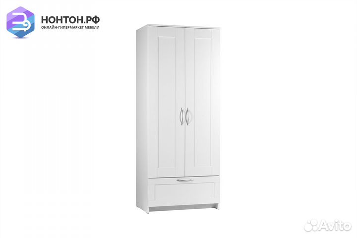 Шкаф двухстворчатый Сириус белый с одним ящиком