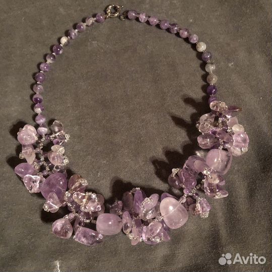Колье с аметистом,ожерелье с сердоликом