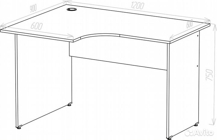 Стол эргономичный левый