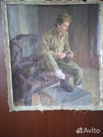 Картина холст Боец вернул с ВОВ а дома нет никого