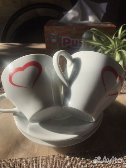 Две чайные пары фарфор на День влюбленных