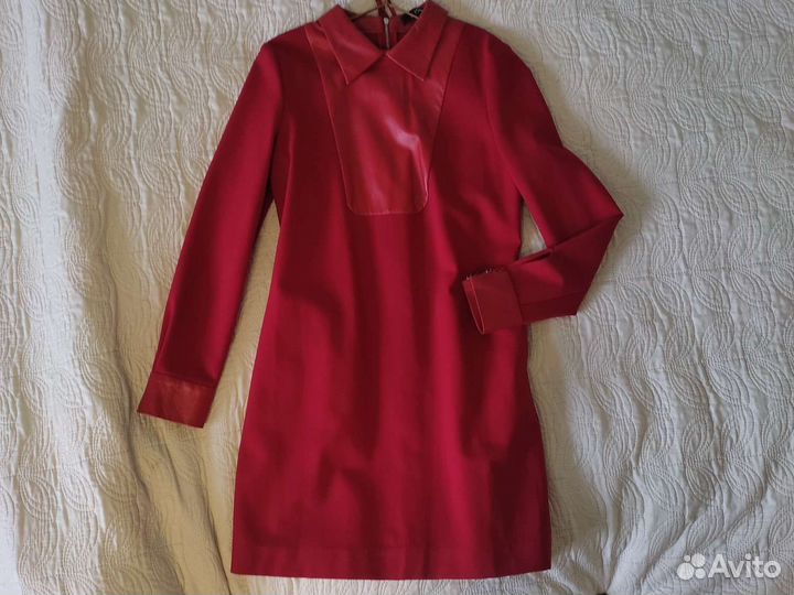 Платье со вставками из натуральной кожи, S