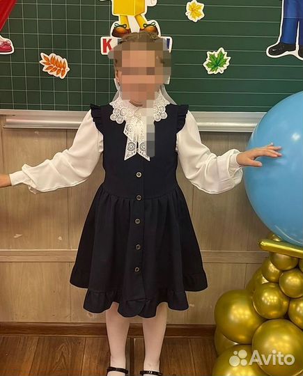 Школьная форма сарафан для девочки 134 синяя