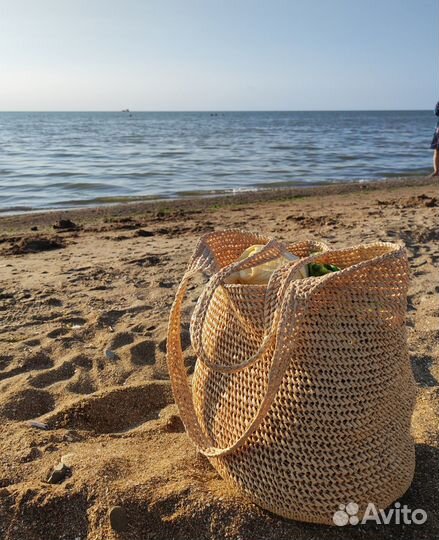 Сумка пляжная из рафии