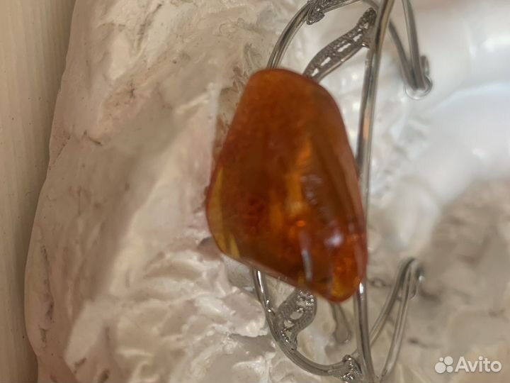 Браслет, натуральный янтарь СССР серебро