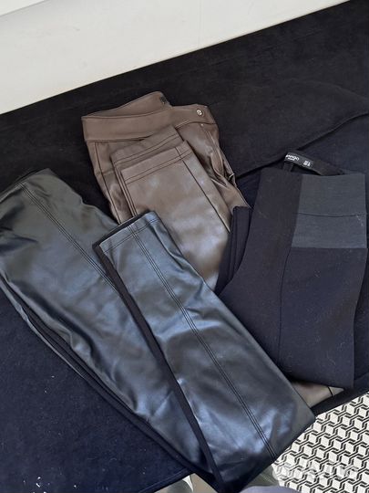 Брюки кожаные манго