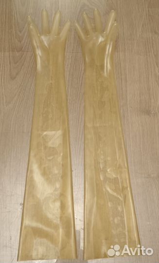 Латексные перчатки длинные (резина) прозрачные