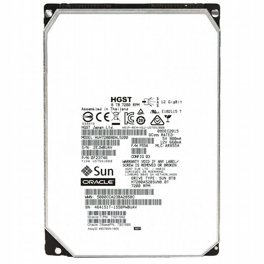 [0F23746] Жесткий Диск Sun 7301585 8tb 7200 Sas 3,5" Hdd 0f23746
