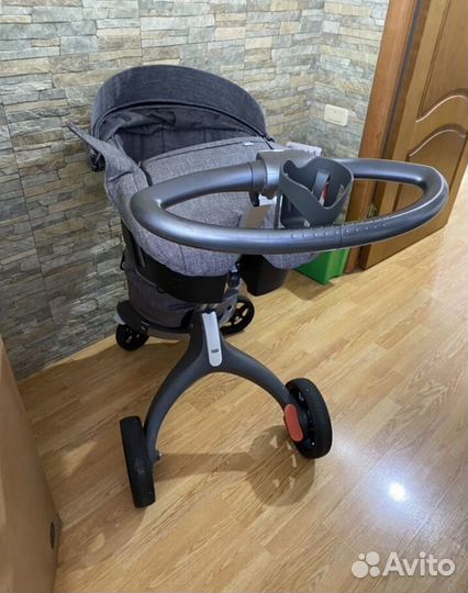Коляска Stokke xplory v5 3в1 с чёрными колёсами
