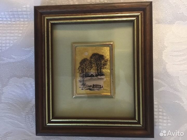 Миниатюрная литография на золотой фольге