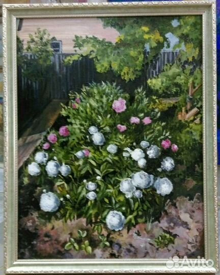 Картина маслом на холсте пионы