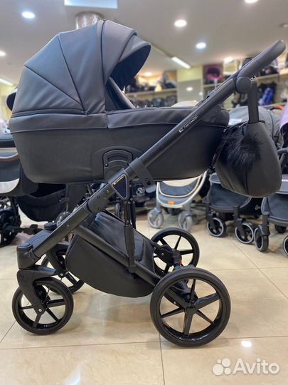 Коляска детская Lumi 100 кожа sa-2 черная кожа