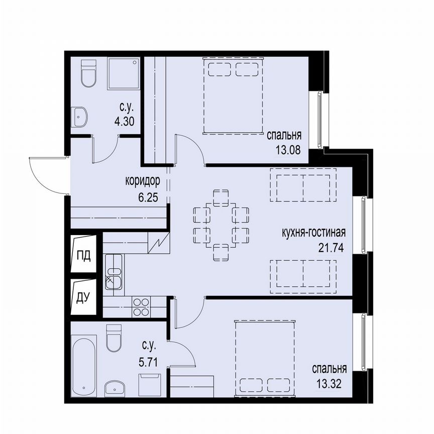 2-к. квартира, 64,4 м², 2/12 эт.