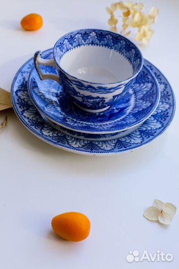 Антикварная чайная кофейная тройка трио Cauldon