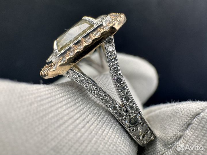 Золотое кольцо с бриллиантами 3.42ct
