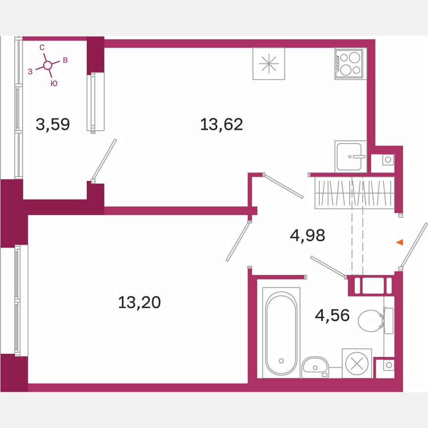 1-к. квартира, 38,2 м², 5/10 эт.