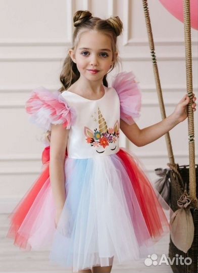 Нарядное платье для девочки Единорог 92 прокат