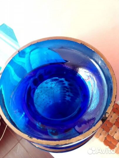 Ваза Чехословакия кобальт смальта лепка СССР