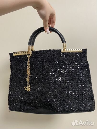 Сумка женская черная с пайетками