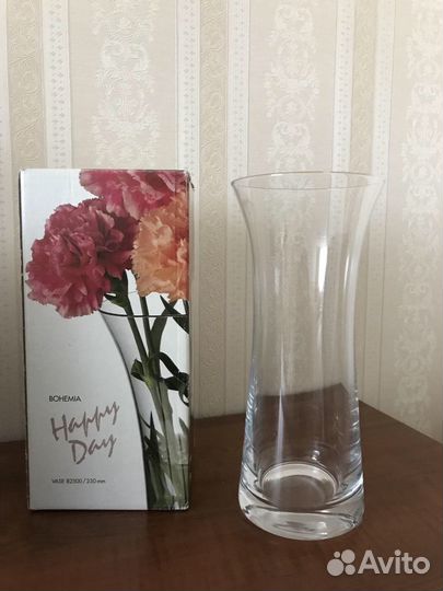 Ваза для цветов стекло Богемия (Чехия)