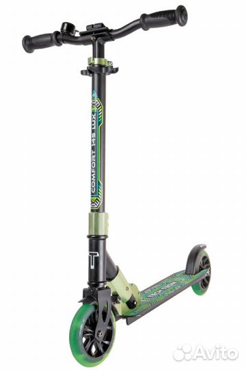 Самокат TechTeam Comfort 145 Lux чёрно-зелёный 202