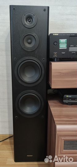 Колонки Pioner 150Вт + ресивер Yamaha + сабвуфер X