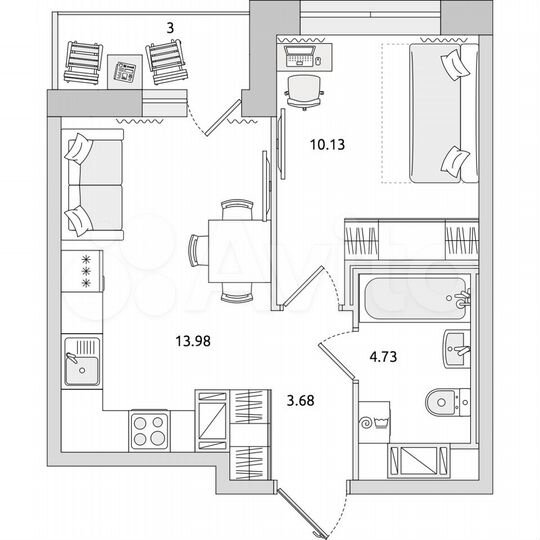 1-к. квартира, 35,5 м², 2/17 эт.