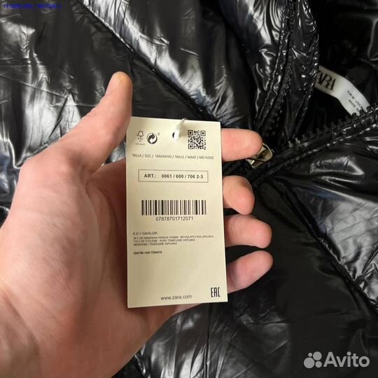 Пуховик Zara чёрный глянцевый