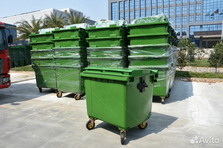 Пластиковый мусорный контейнер 1100л П-1076