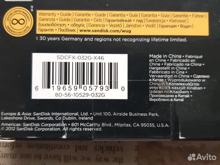 Карта памяти sandisk compactFlash Cart 32Gb