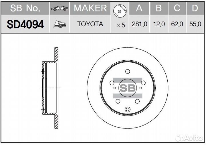 Диск тормозной sd4094 (42431-42060)