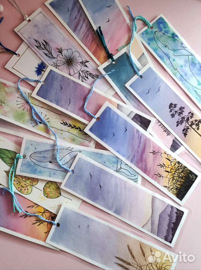 Закладки акварельные ламинированные