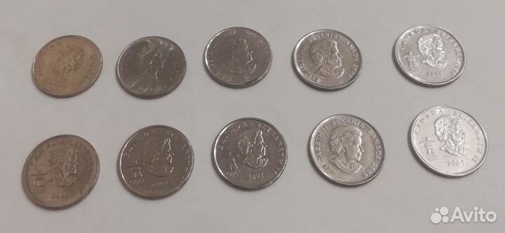 Канада 25 центов, юбилейные 10 штук