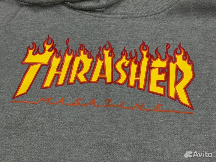 Худи Thrasher Classic Logo & Flame новые на флисе