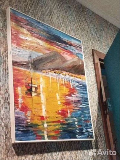 Картина морской пейзаж на закате масло