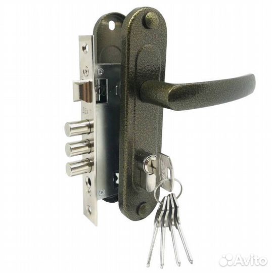 Ручка дверная с замком зенит зв7-60.1-02 бронза