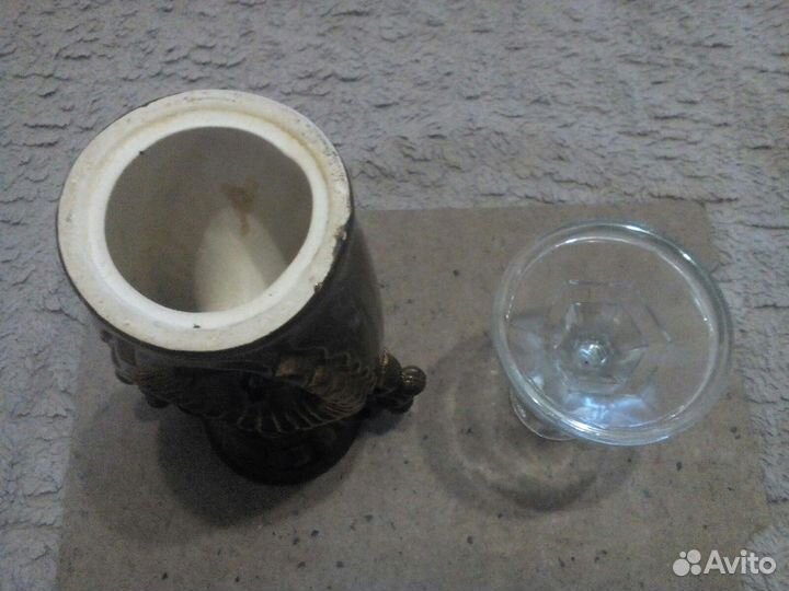 Подсвечник большой керамика стекло