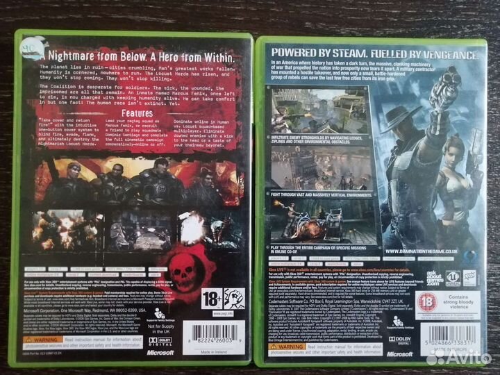 Damnation, Gears of War. Диски для Xbox 360