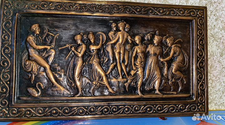 Панно Чеканка шикарная по меди с античным сюжетом